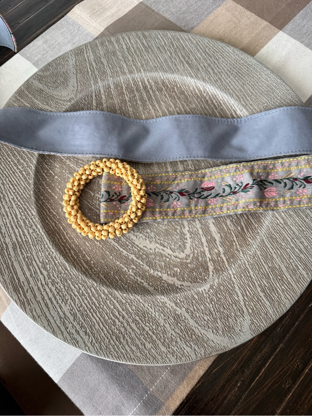 POL Gray Belt with Embroidered Pattern NEW